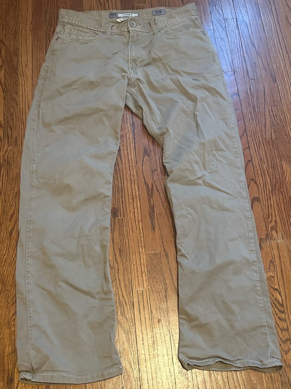 BKE Buckle Jake Jeans Men's 33r Brown boot cut Embroidered Medium Wash Faded